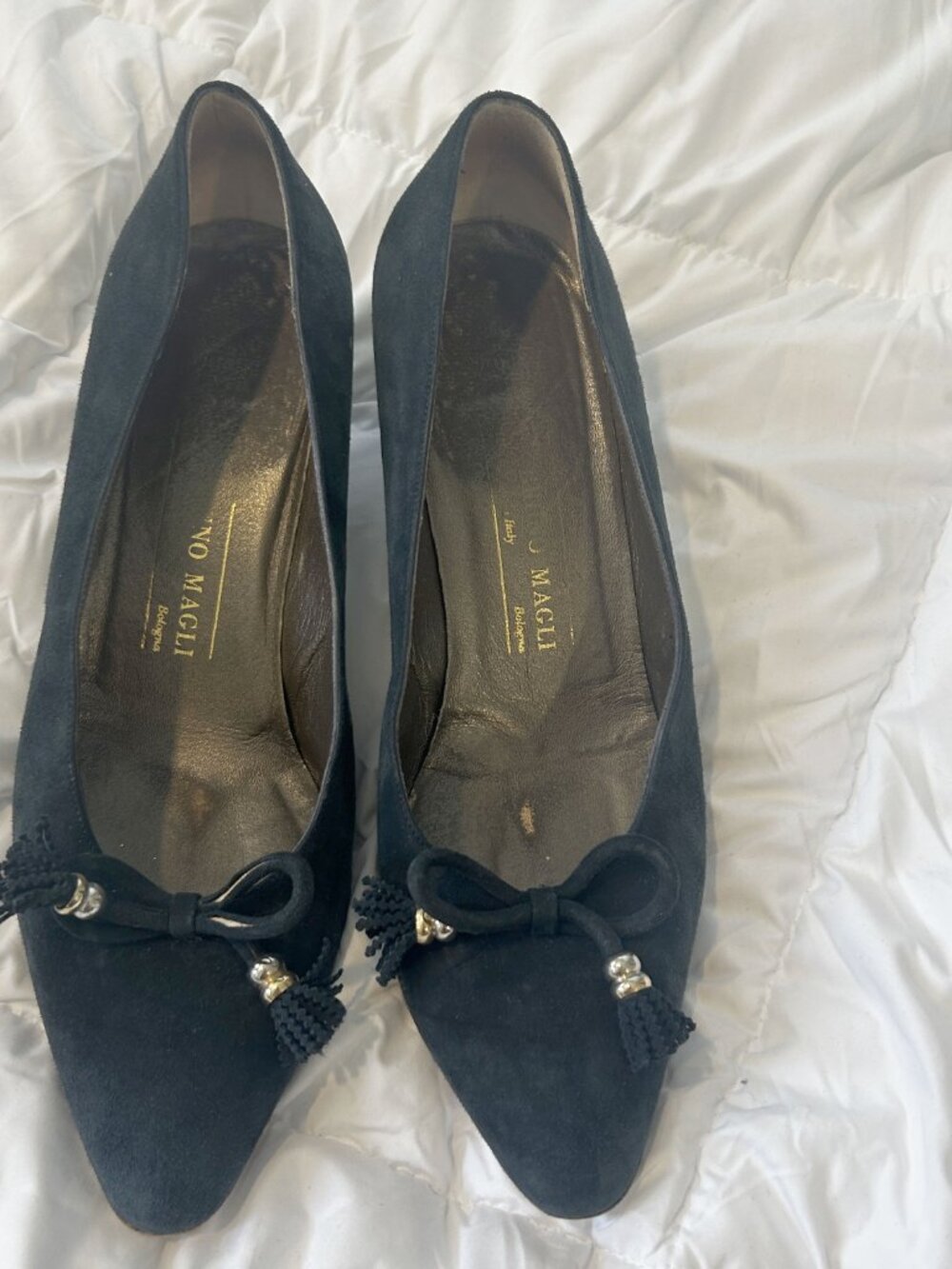 BRUNO MAGLI Authentic Vintage Women's Navy Suede Pumps in Size 10 Made in Italy - Picture 3 of 8